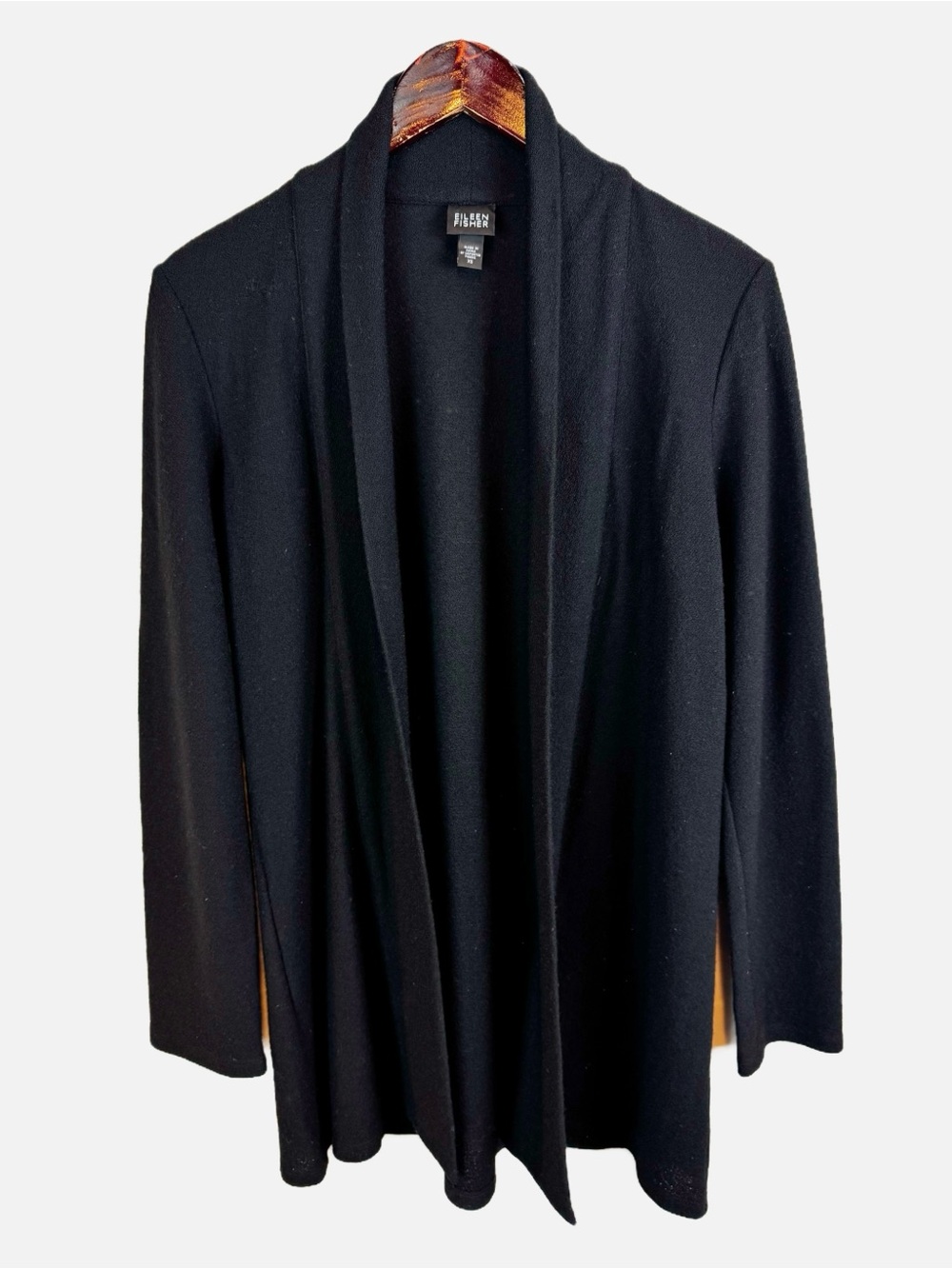 Eileen Fisher | Black 100% Wool Open Knit Jacket, XS
